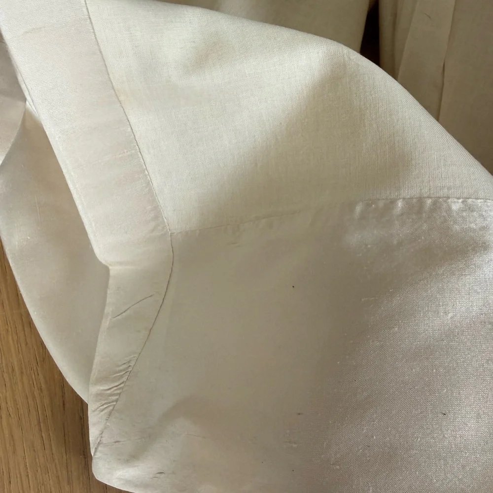 ETHAN ALLEN 100% SILK Two Lined Ivory Curtain Panels Drapes 50in x 95in